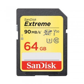 SanDisk EXTREME SDXC 64GB 90/40 MB/s UHS-I V30 U3 Class 10